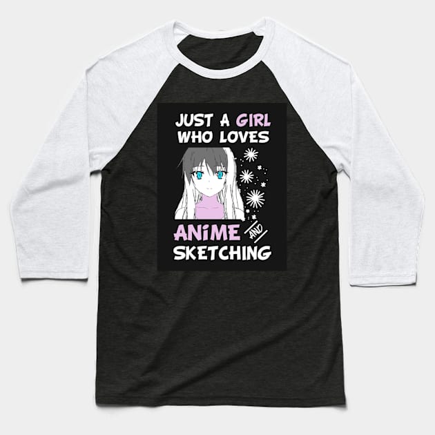 Just A Girl Who Loves Anime And Sketching Baseball T-Shirt by Aquora Art